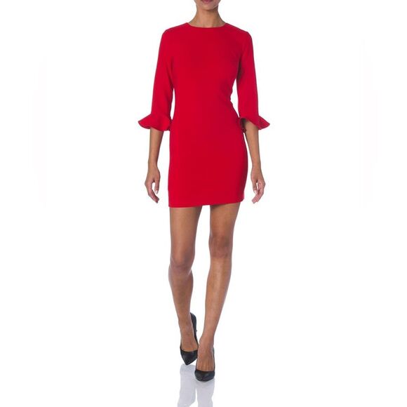 Likley Scarlet Red Bedford 3/4 Sleeve Sheath Dress Size 8 - Picture 1 of 9